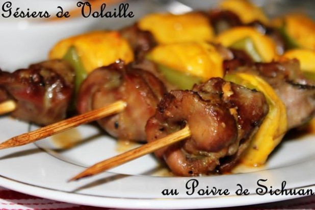Brochettes de Gésiers de volaille au Poivre de Sichuan 