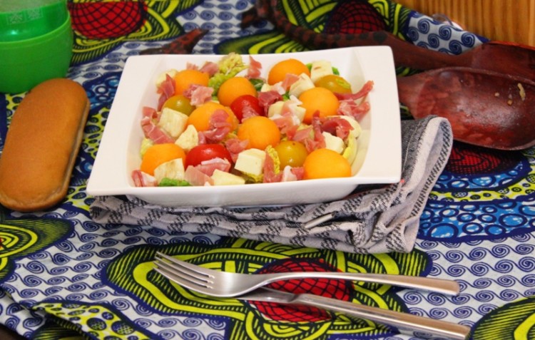 Salade de melon tomate mozzarella et jambon