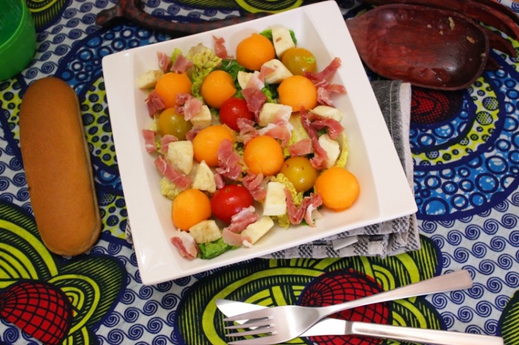 Salade de melon tomate mozzarella et jambon