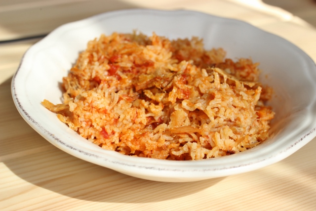 riz sauté à la morue