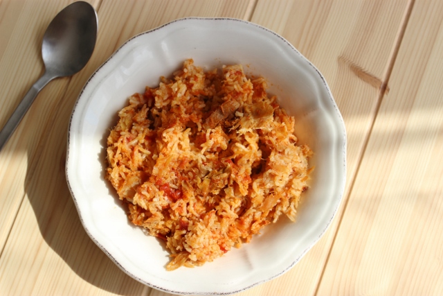 riz sauté à la morue