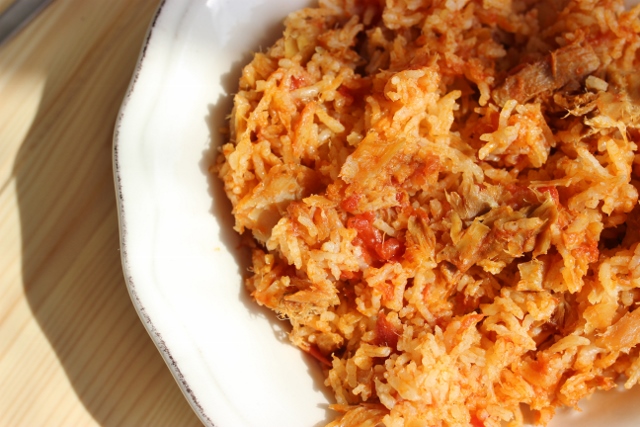 riz sauté à la morue