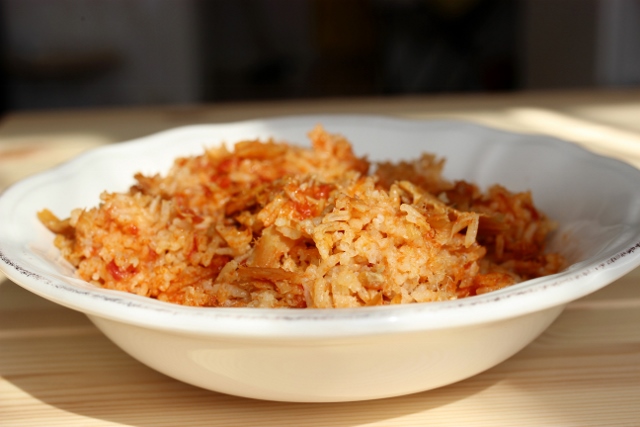 riz sauté à la morue