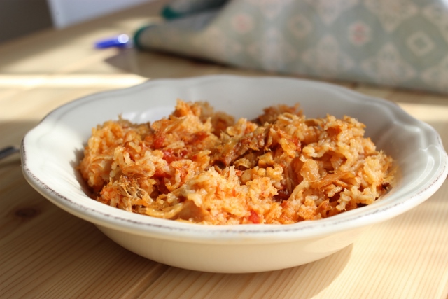 riz sauté à la morue