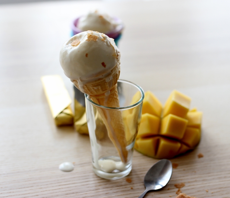 Yaourt glacé au sirop d'érable et à la mangue