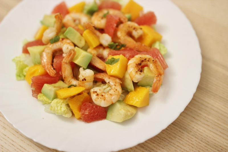 Salade de crevettes à la Mangue & Pamplemousse