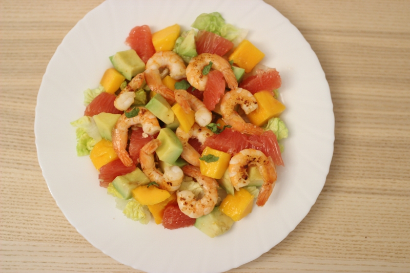 Salade de crevettes à la Mangue & Pamplemousse