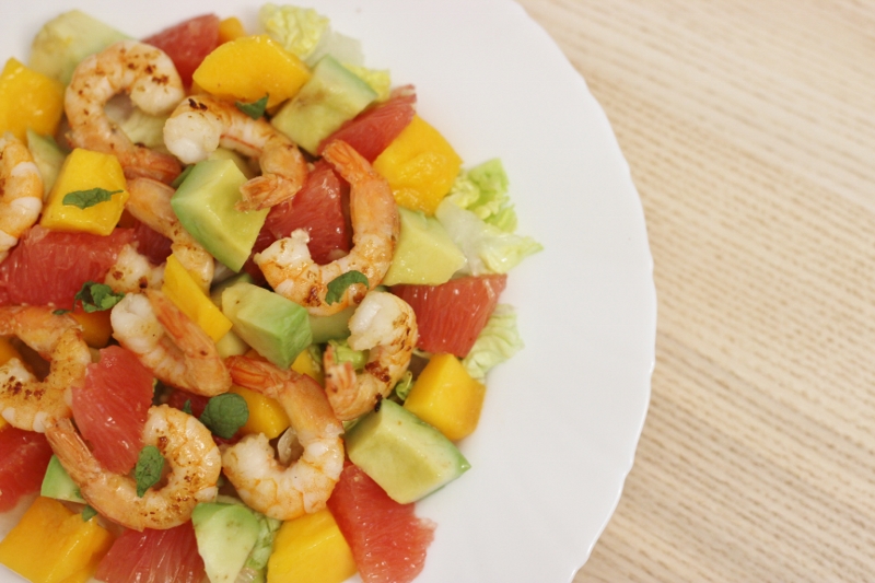 Salade de crevettes à la Mangue & Pamplemousse