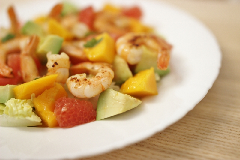 Salade de crevettes à la Mangue & Pamplemousse