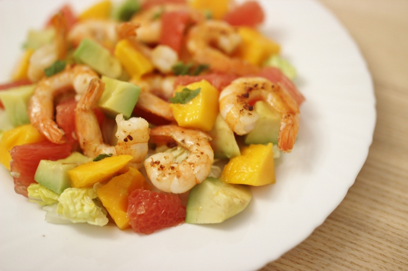 Salade de crevettes à la Mangue & Pamplemousse
