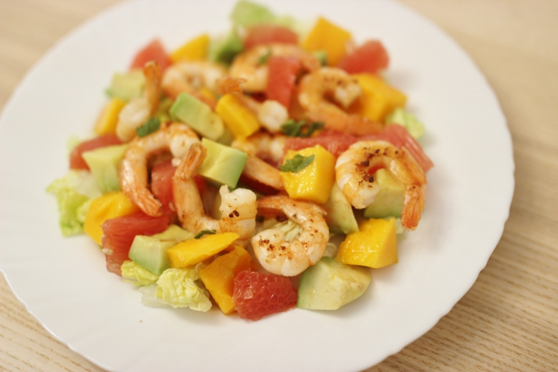 Salade de crevettes à la Mangue & Pamplemousse