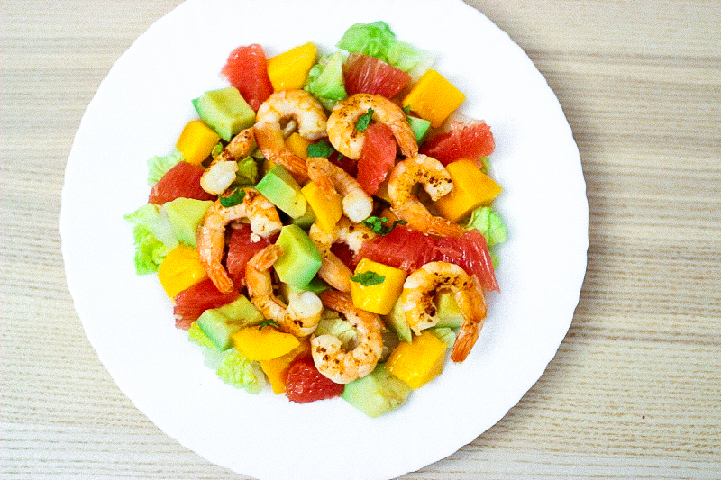Salade de crevettes à la Mangue & Pamplemousse 