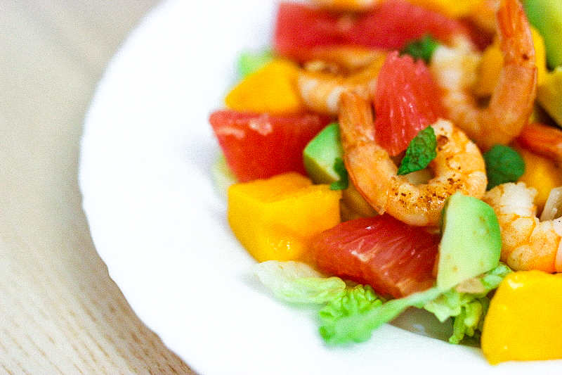 Salade de crevettes à la Mangue & Pamplemousse 