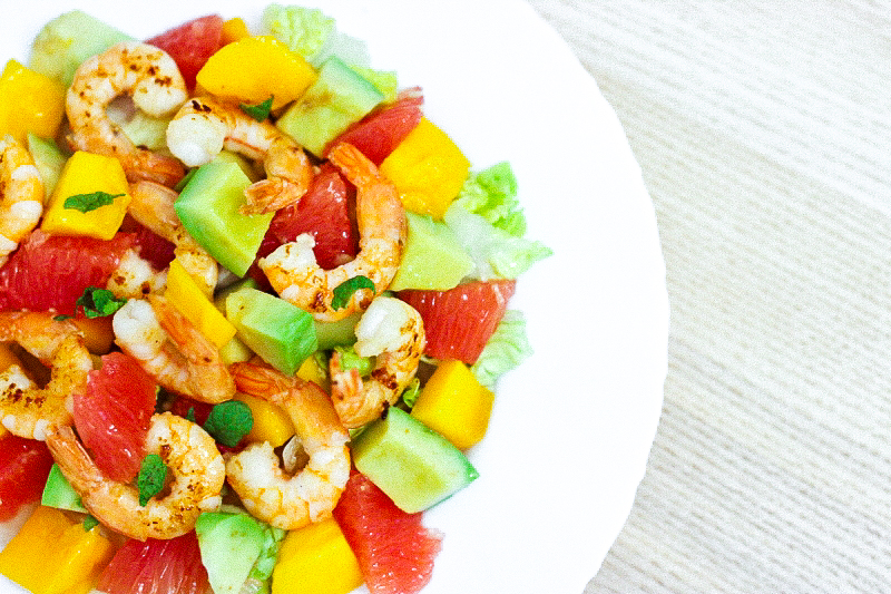 Salade de crevettes à la Mangue & Pamplemousse 