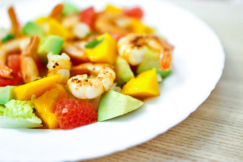 Salade de crevettes à la Mangue & Pamplemousse 