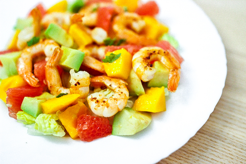 Salade de crevettes à la Mangue & Pamplemousse 