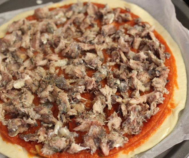 pizza à la sardine et gingembre