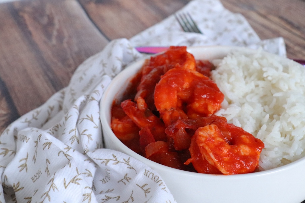 Crevettes sautées au njansan & huile de coco