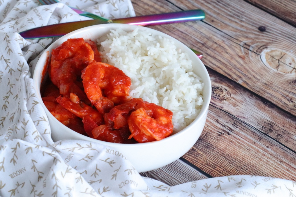 Crevettes sautées au njansan & huile de coco