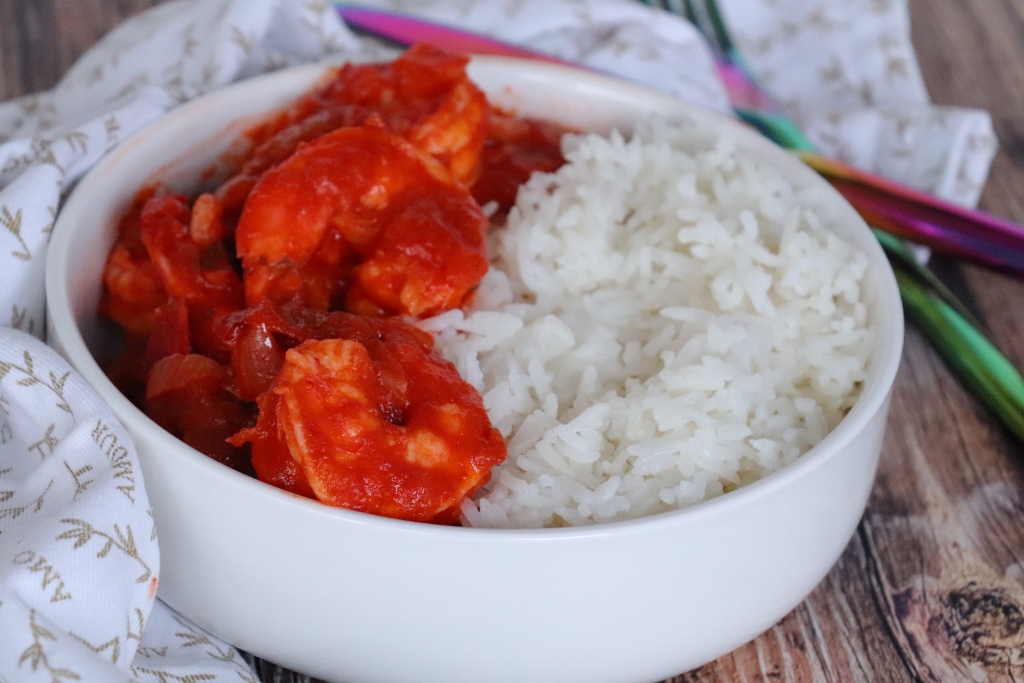 Crevettes sautées au njansan & huile de coco