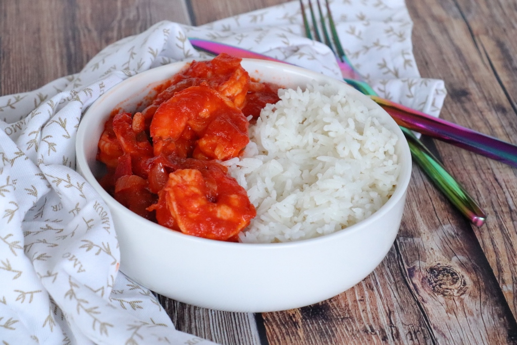 Crevettes sautées au njansan & huile de coco