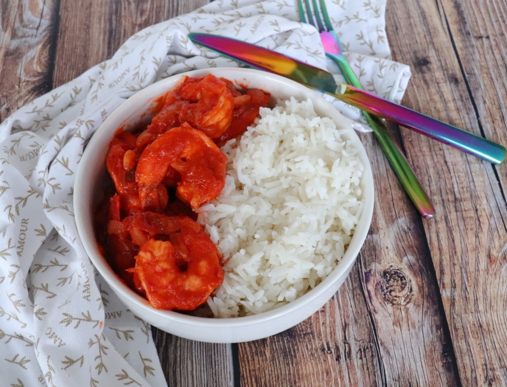 Crevettes sautées au njansan & huile de coco